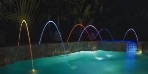 pool fountains and lights