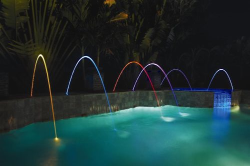 pool fountains and lights
